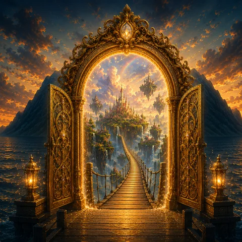 A glowing gateway representing inner orientation
