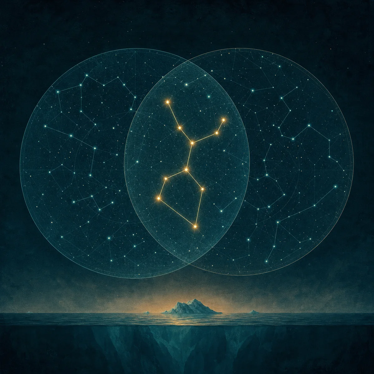 Overlapping star maps representing scientific signs of relationship compatibility