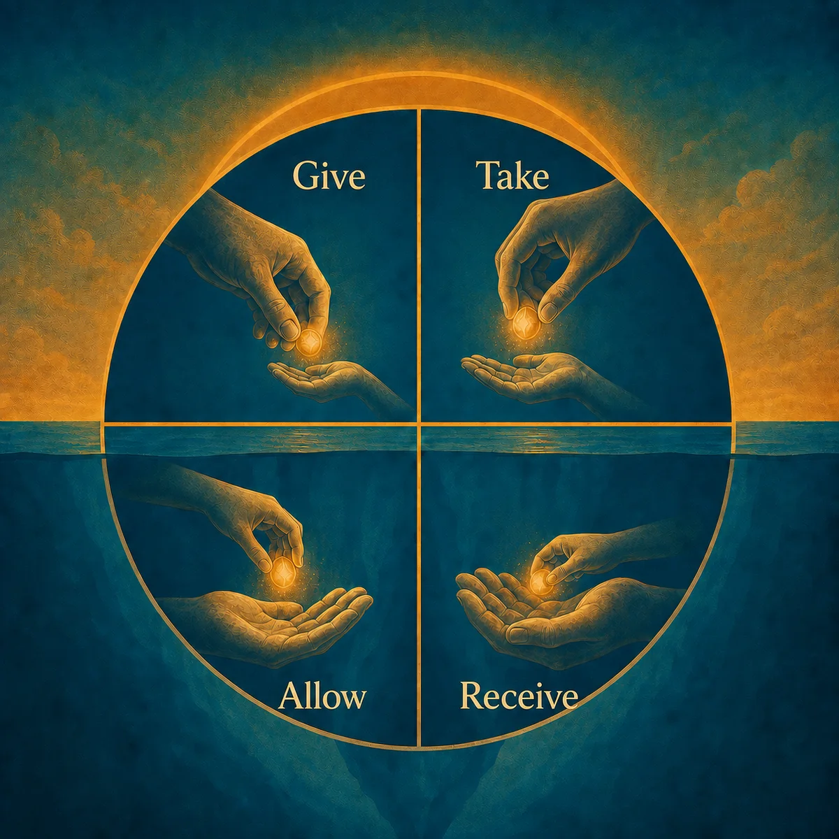 A Wheel of Consent conversation adaptation labelled Give, Take, Receive and Allow